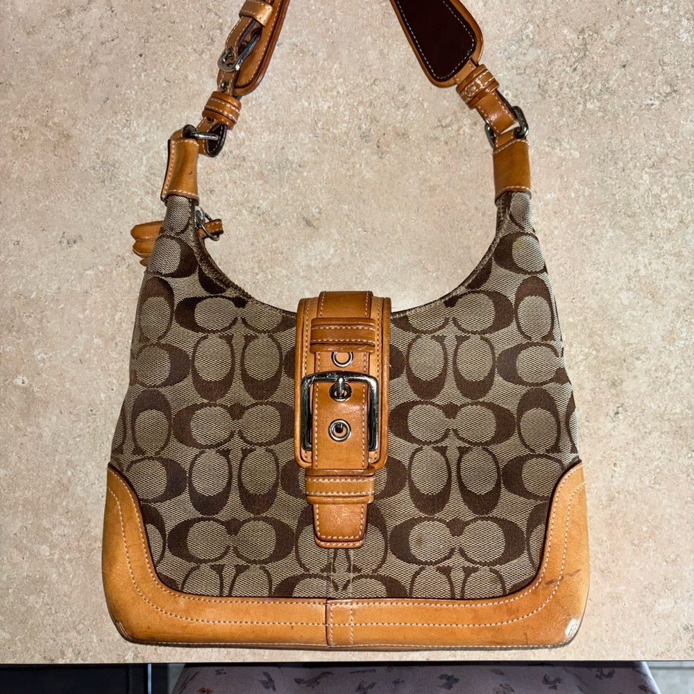 Coach Brown and Tan Shoulder Bag